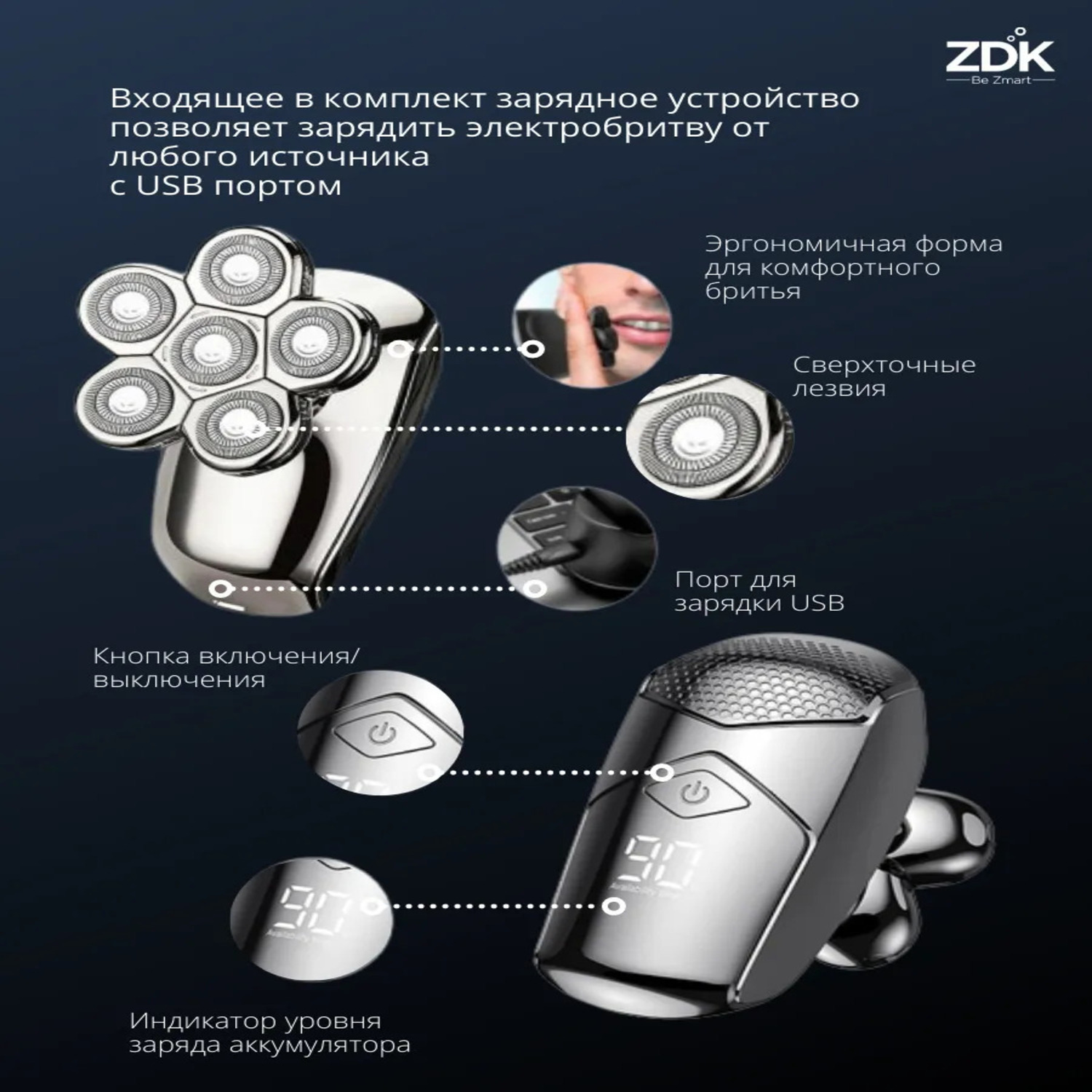 Электробритва ZDK Classic shaver - фото 4