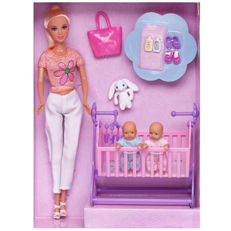 Игровой набор ABTOYS Куклы Мама с малышами и игровыми предметами