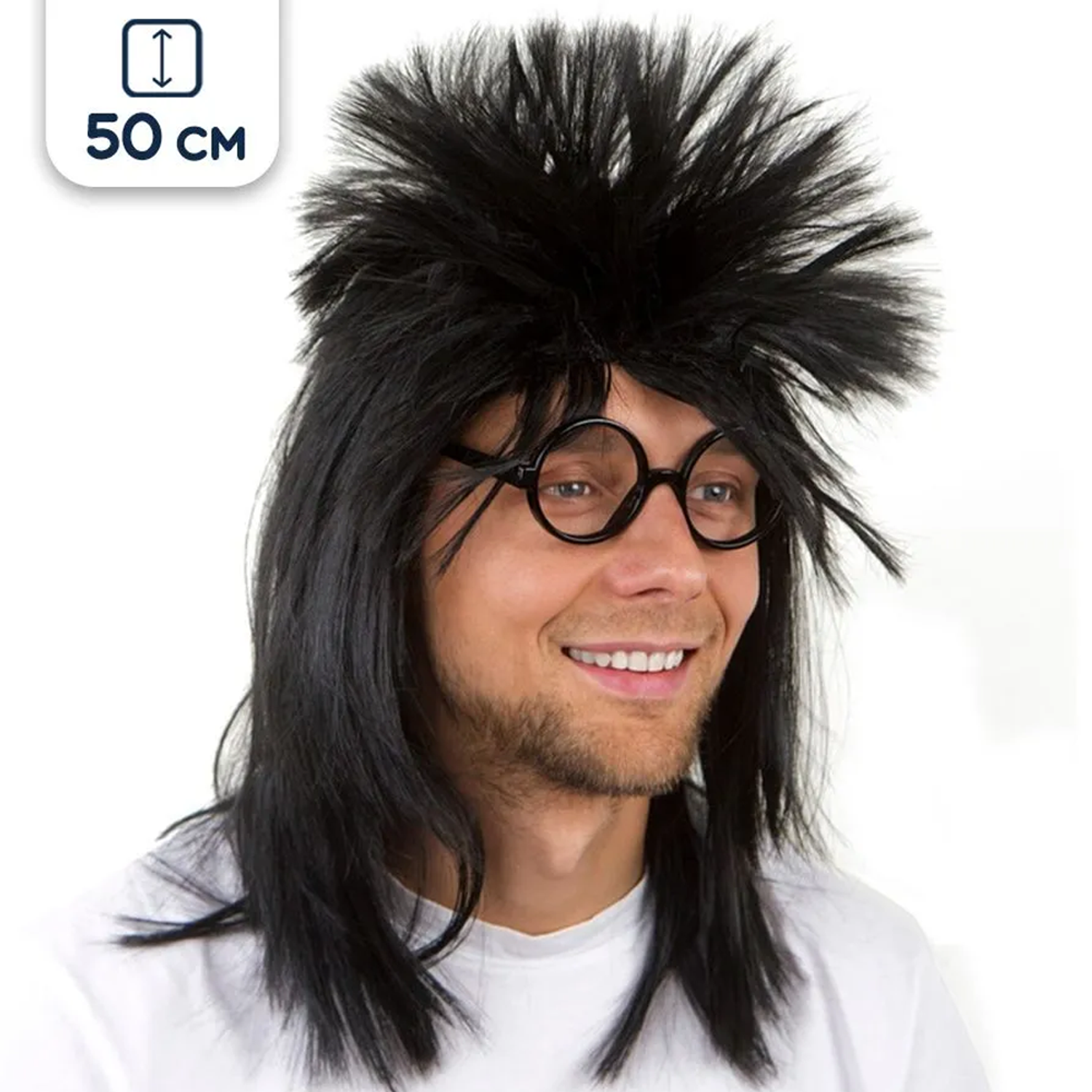 Карнавальный парик Riota Рок-звезда черный 50 см 1501-6678 - фото 1