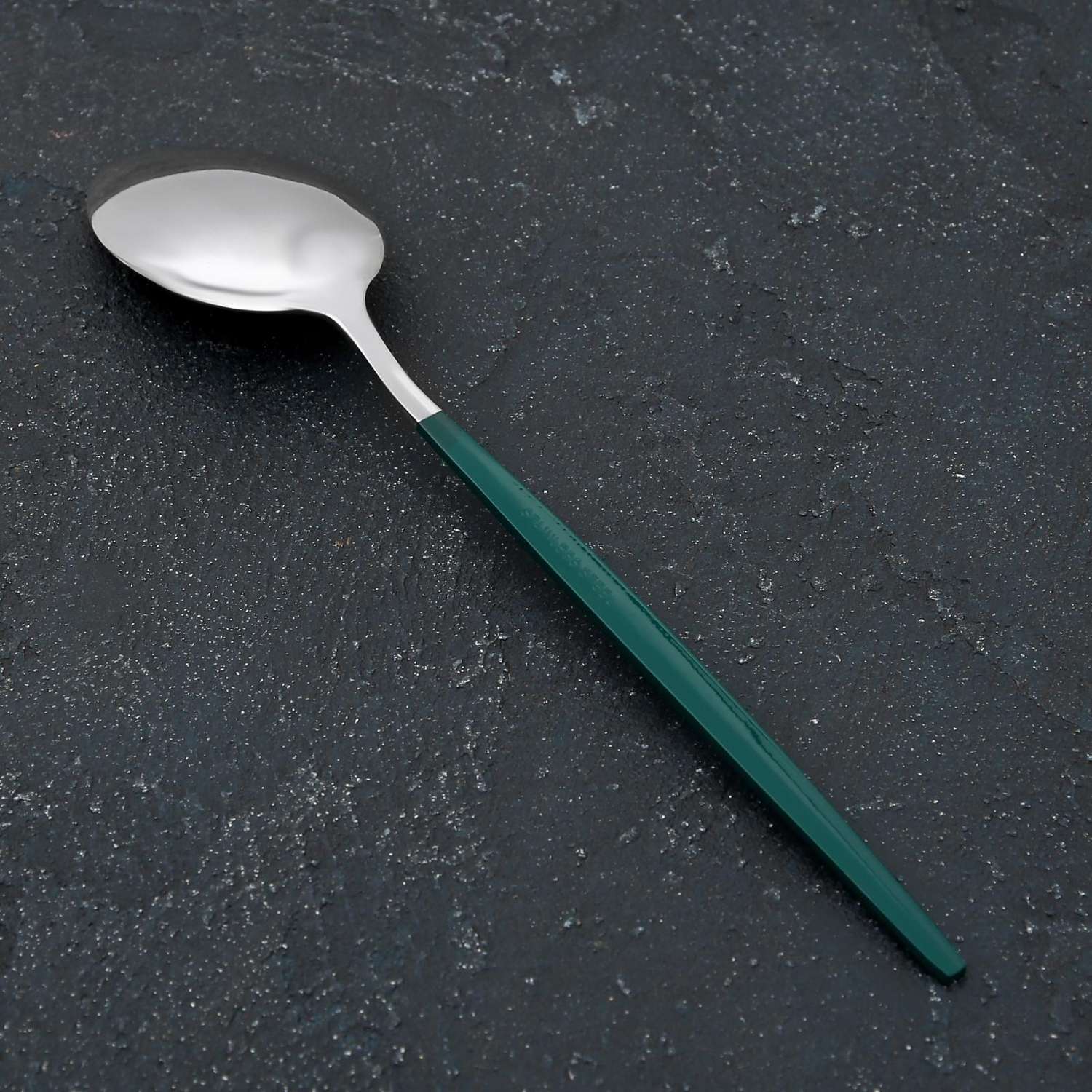 Ложка MAGISTRO Блинк цвет серебро зеленая ручка на подвесе - фото 2