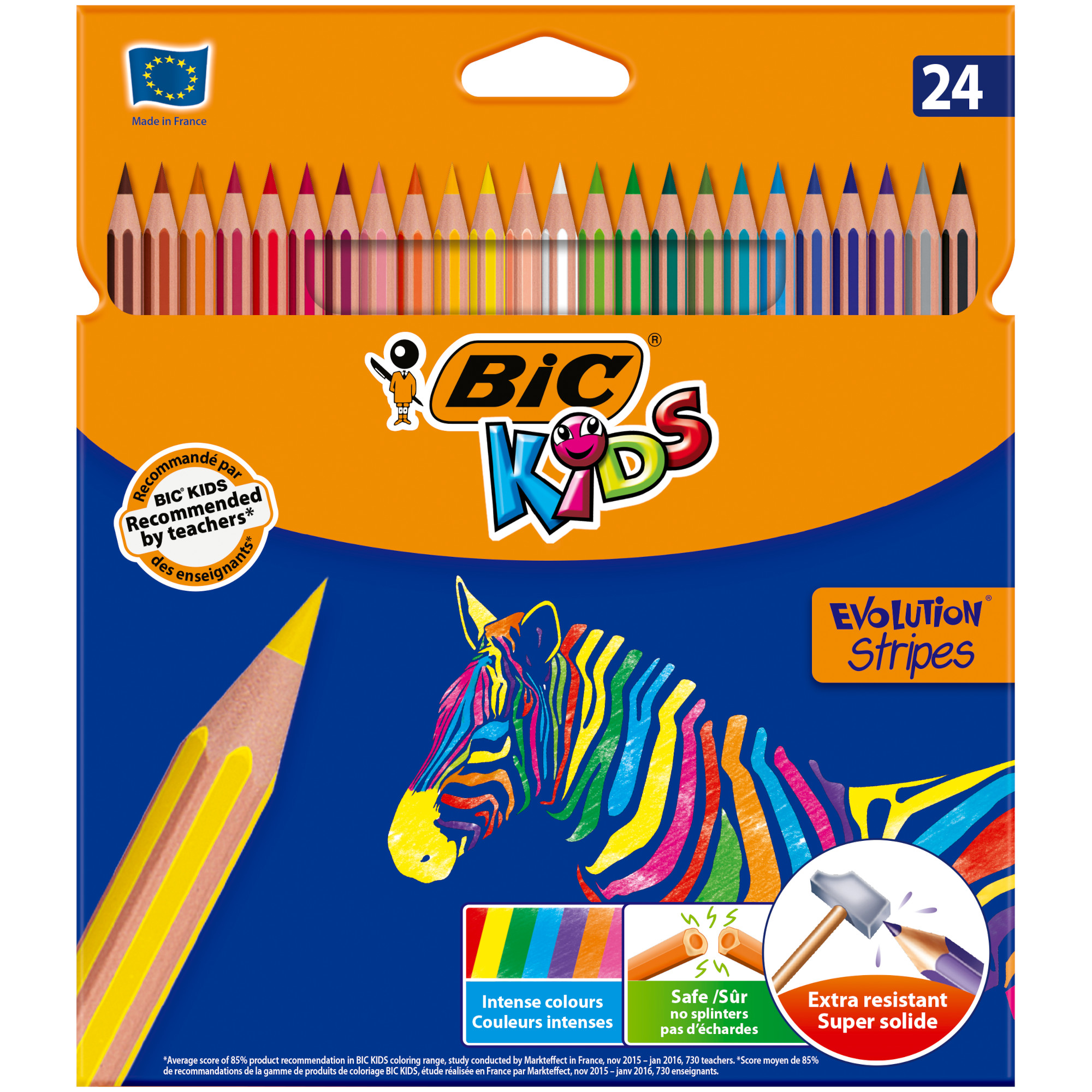 Карандаши цветные BIC Страйпс 24цвета 950525 - фото 1