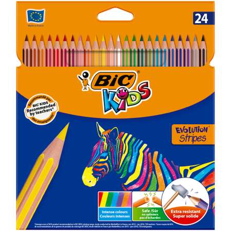 Карандаши цветные BIC Страйпс 24цвета 950525