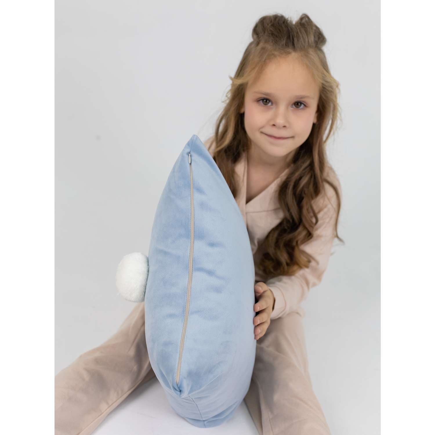 Подушка декоративная детская Мишель Зайка голубой цвет - фото 3