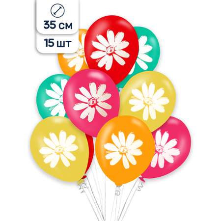 Набор воздушных шаров Riota с рисунком Цветы ромашки 35 см 15 шт