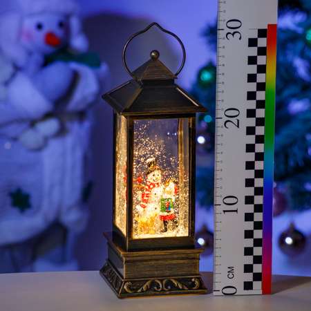 Декоративный фонарь BABY STYLE Новогодний Дед Мороз с птичкой у елки маслянный USB высота 28 см ширина 10.5 см