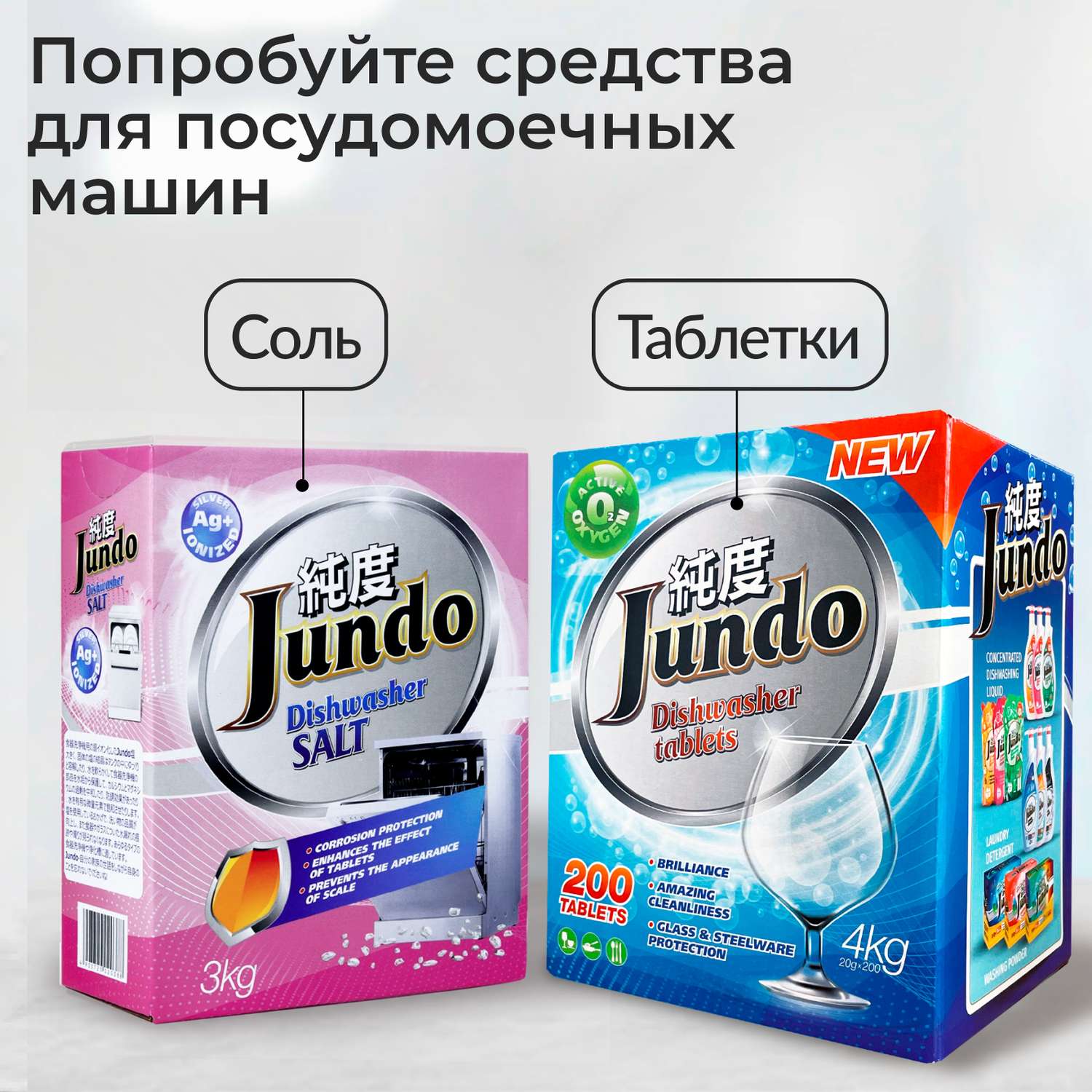 Таблетки для мытья посуды Jundo Active Oxygen 30 шт 3 в 1 без запаха с активным кислородом - фото 8