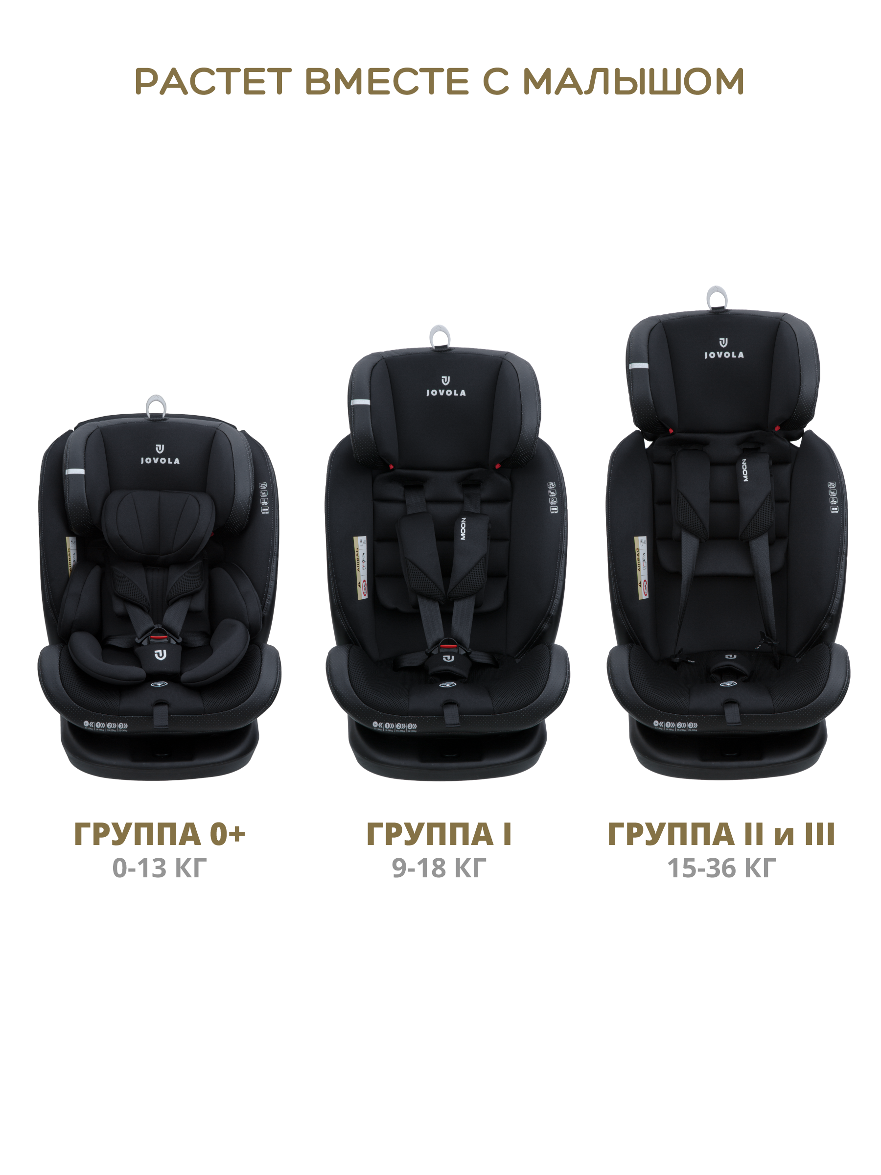 Автокресло JOVOLA Moon Isofix группа 0+1+2+3 0-36 кг черный - фото 12