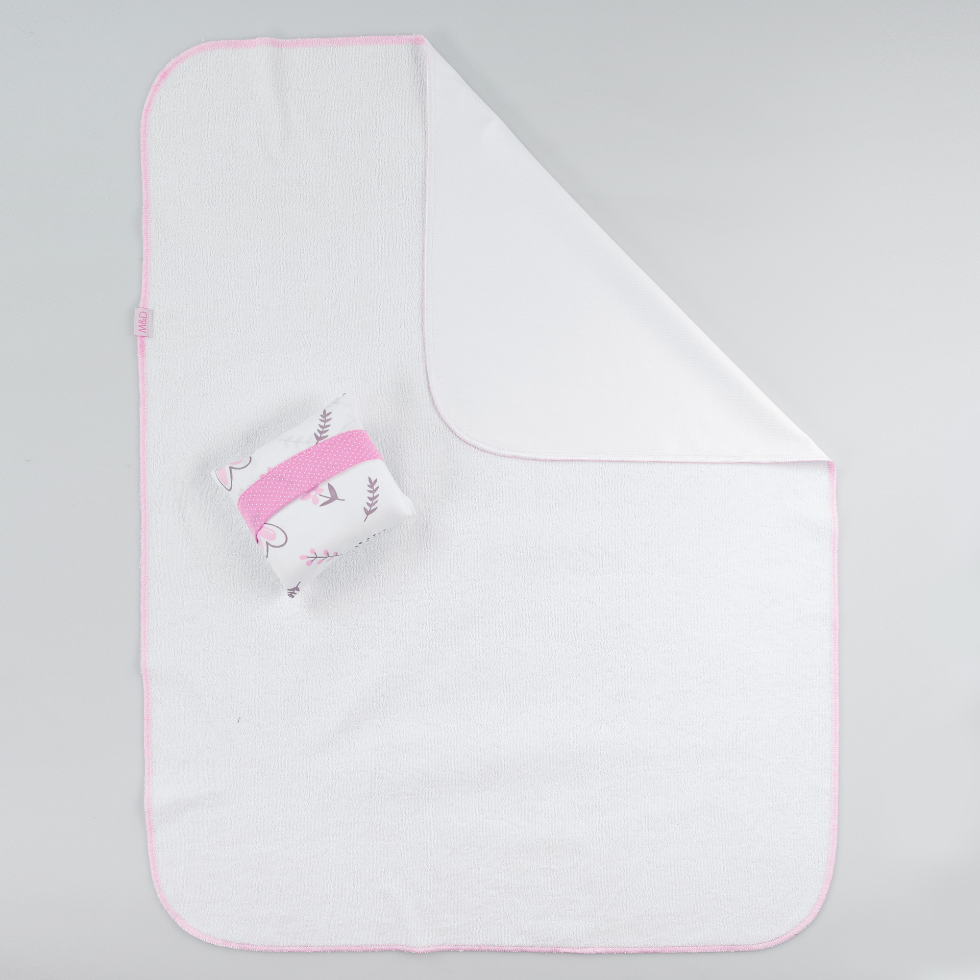 Клеенка-пеленка многоразовая Mrs.Stretch Mr.Jersy непромокаемая цвет белый-ярко-розовый 60х80 см - фото 1
