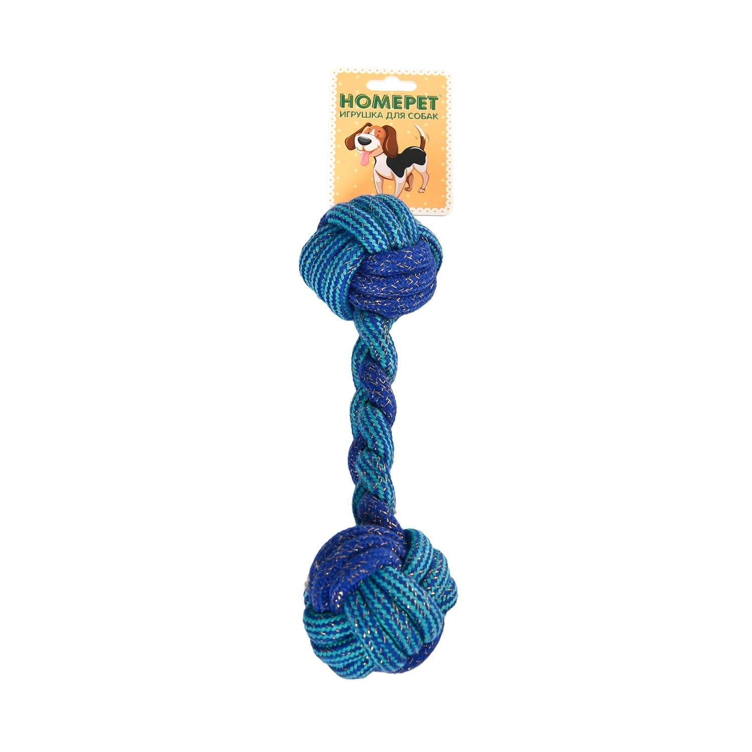 Игрушка для собак Homepet Seaside Гантель из каната 25см Синий-Голубой - фото 1