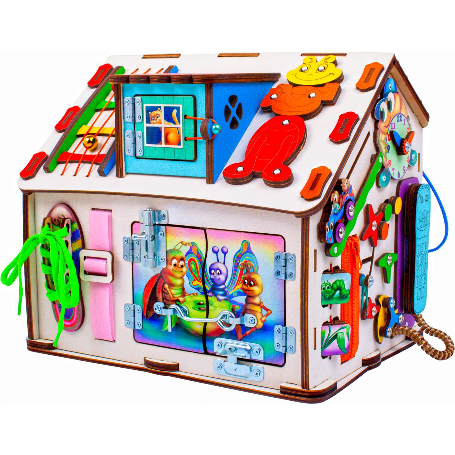 Бизиборд Jolly Kids развивающий домик со светом Букашки - фото 2