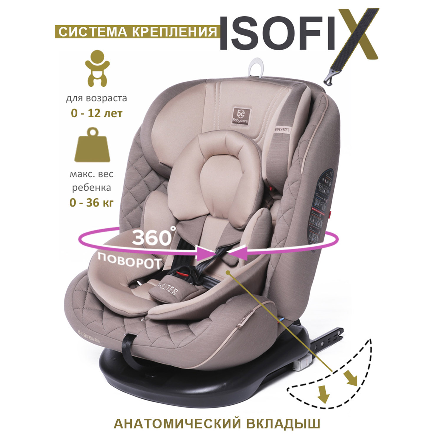 Автокресло BabyCare Shelter шоколадный