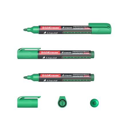 Перманентный маркер ErichKrause Liquid LP 600 черный синий красный зеленый 4 шт