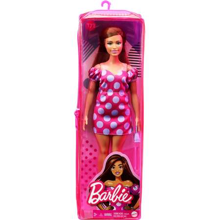 Кукла Barbie Игра с модой в розовом платье в горох GRB62