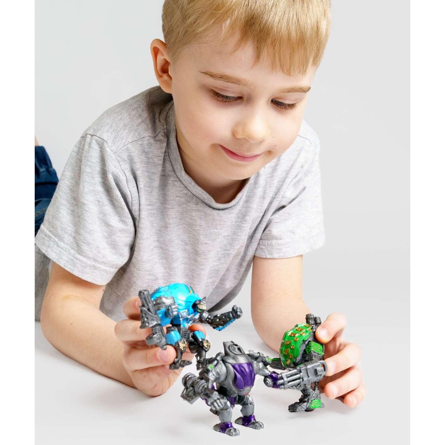 Роботы CyberCode 3 фигурки игрушки для детей развивающие пластиковые коллекционные интересные. 8см - фото 3
