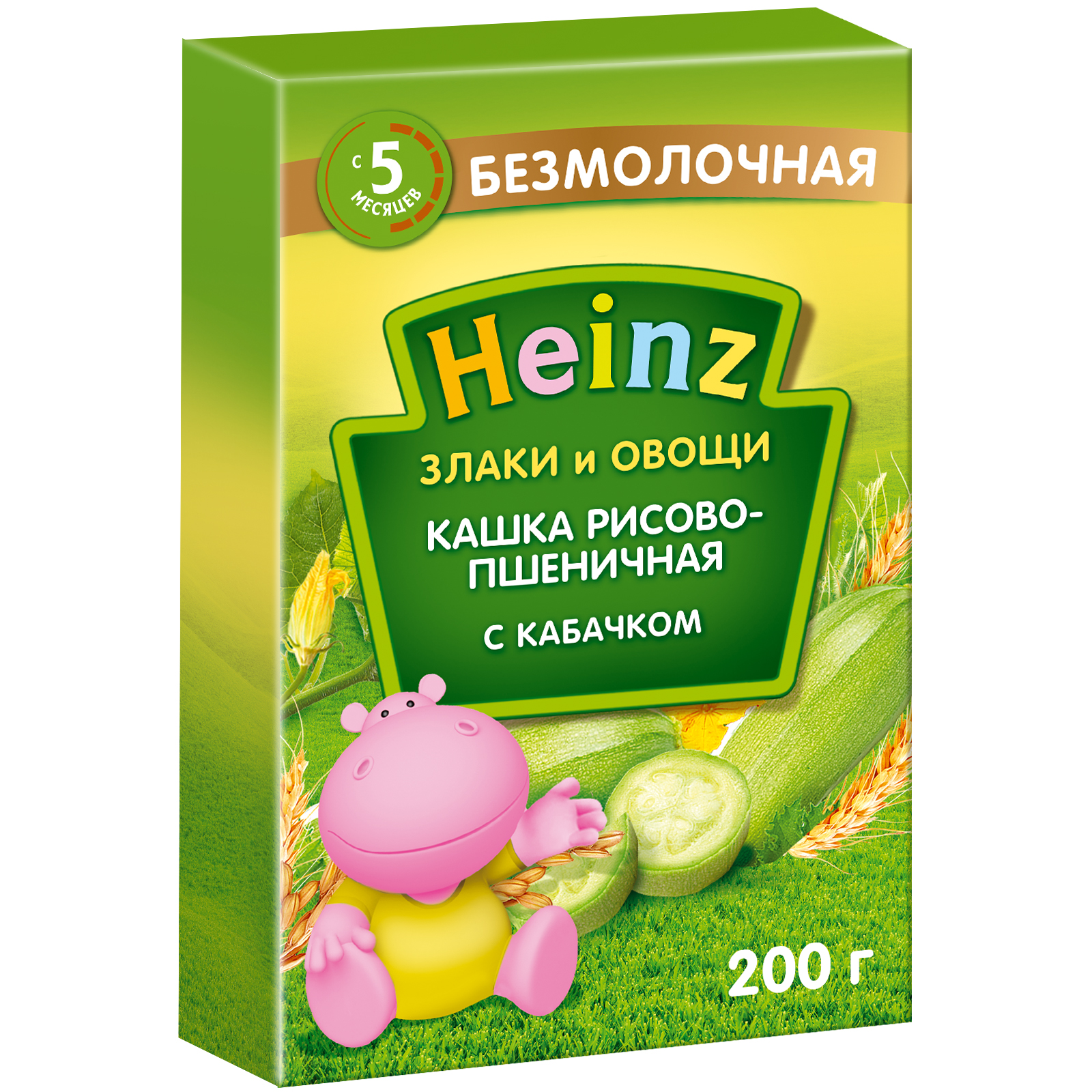 Каша Heinz безмолочная рисово-пшеничная с кабачком 200г с 5месяцев - фото 1