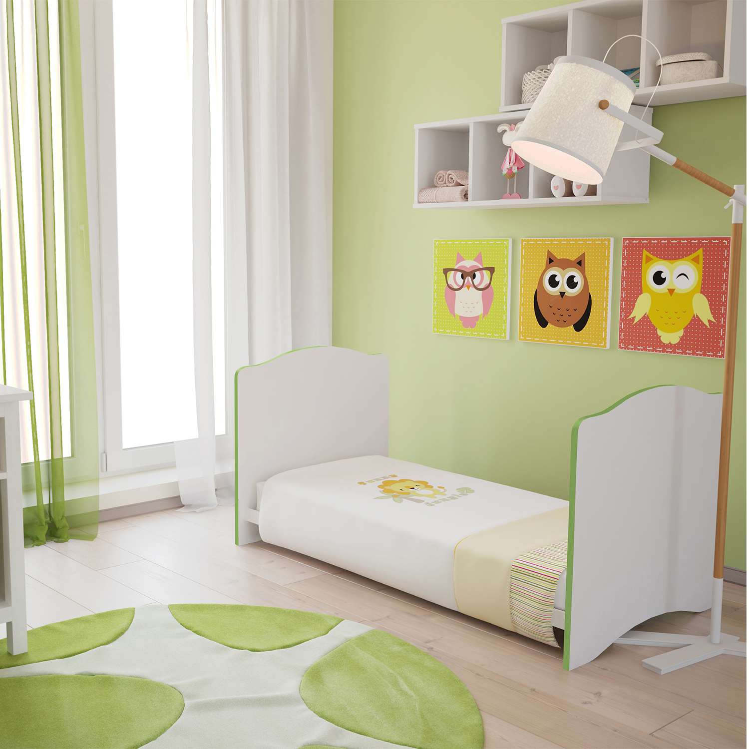 Детская кроватка Polini kids прямоугольная, без маятника (зеленый, белый) - фото 8