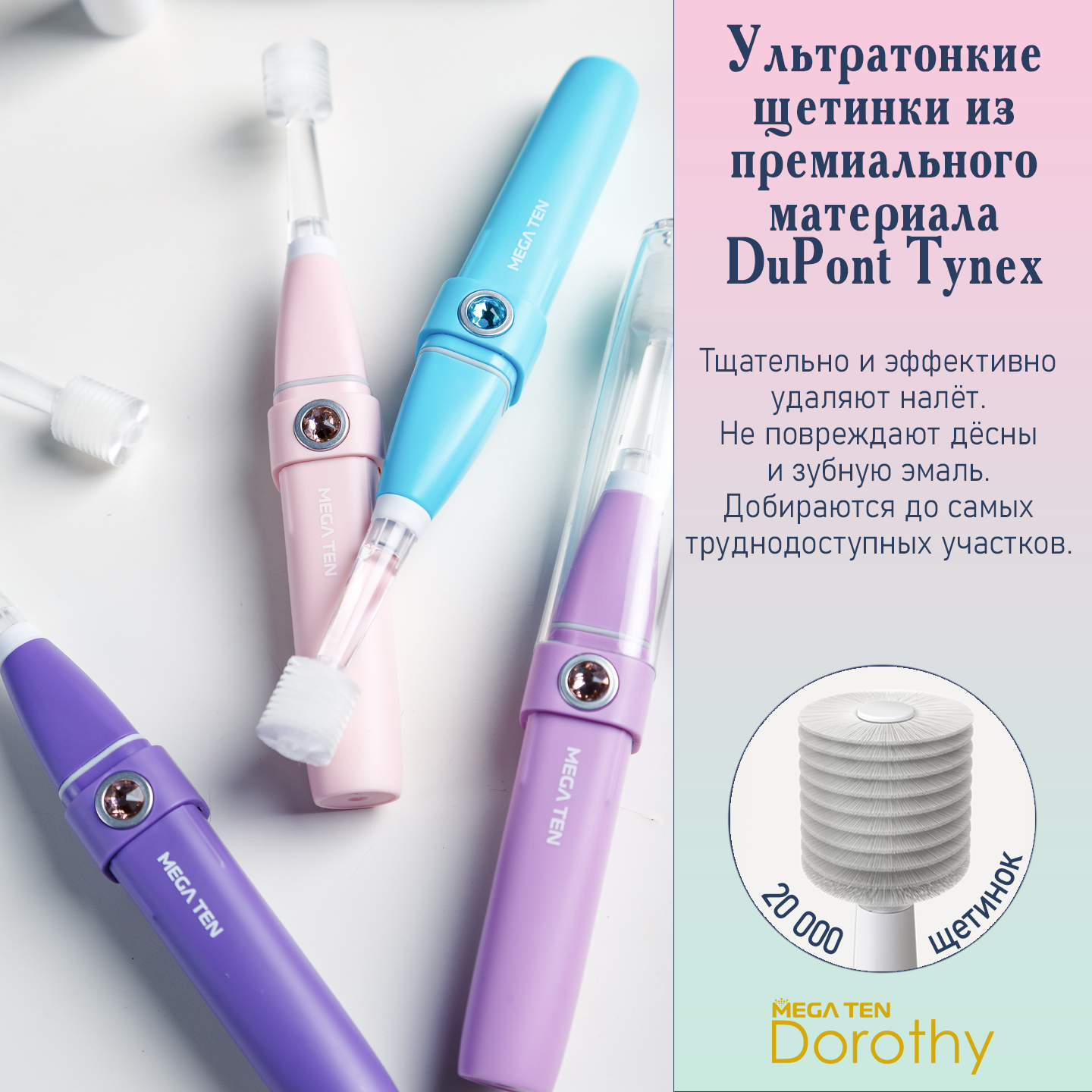 Зубная щетка электрическая Mega Ten kids sonic 10491 Dorothy Розовая - фото 5