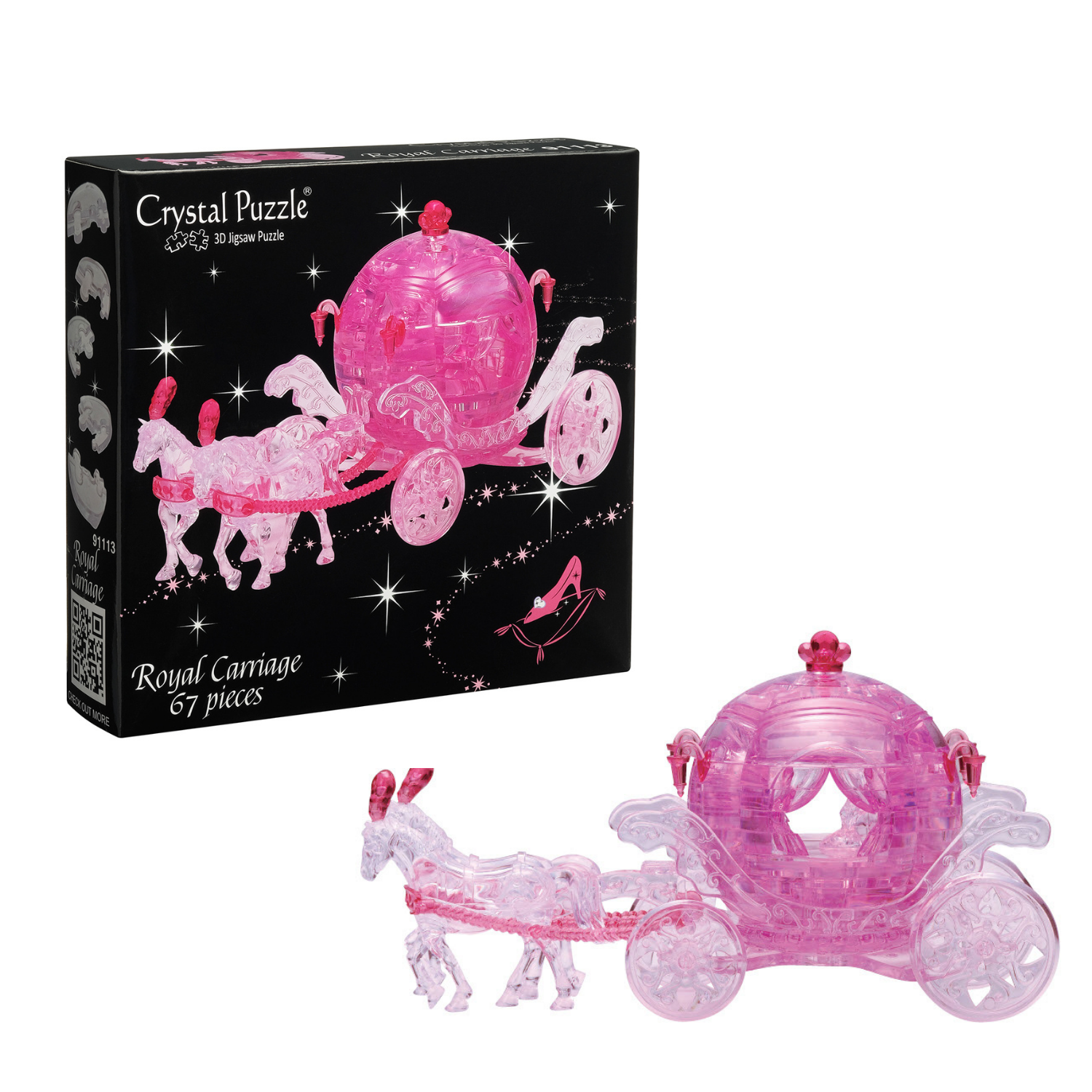 Пазл 3D Crystal Puzzle IQ игра для девочек кристальная Карета розовая 67 деталей - фото 2