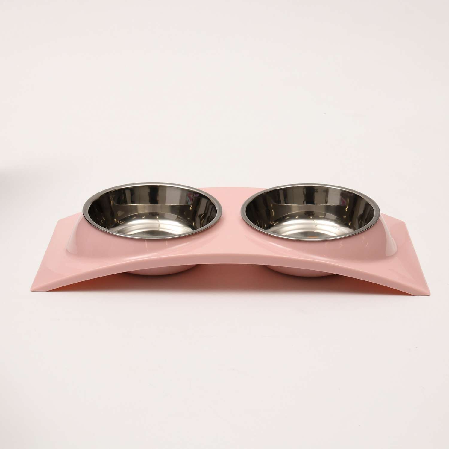 Миска Пижон металлическая двойная на пластиковой основе 38.5х16.7х5 см розовая 160 мл - фото 2
