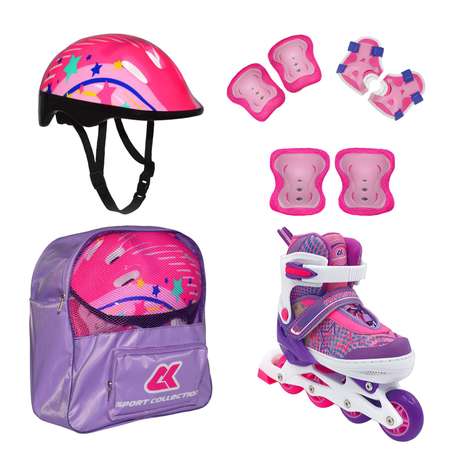 Набор роликовые коньки Sport Collection раздвижные Set Fantastic Violet шлем и набор защиты в сумке размер S 29-32