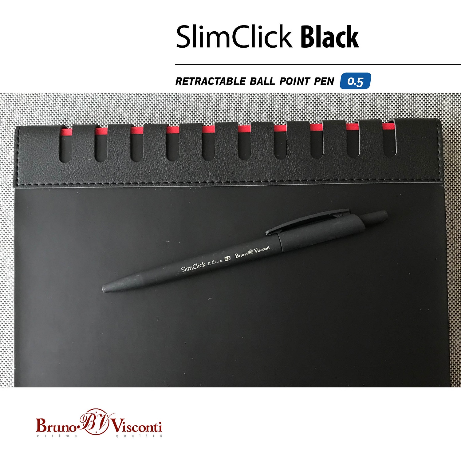 Набор из 5-ти шариковых ручек Bruno Visconti SlimClick Black автоматические синие - фото 7