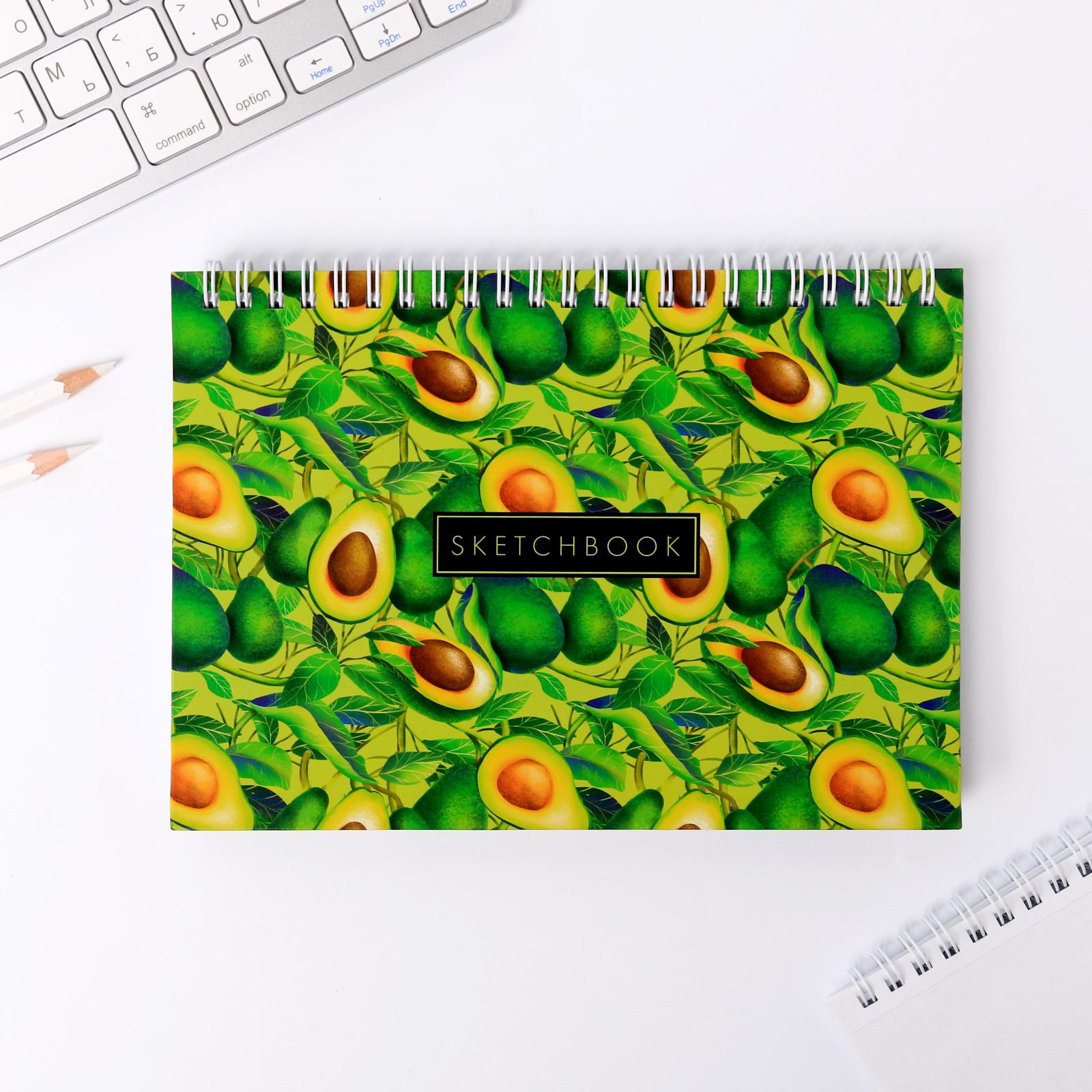 Скетчбук ArtFox горизонтальный на гребне Sketchbook avocado А5 80 листов - фото 2