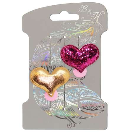 Набор резинок для волос B and H Сердце с блестками Розовое+Сердце Золотое 2шт W0008