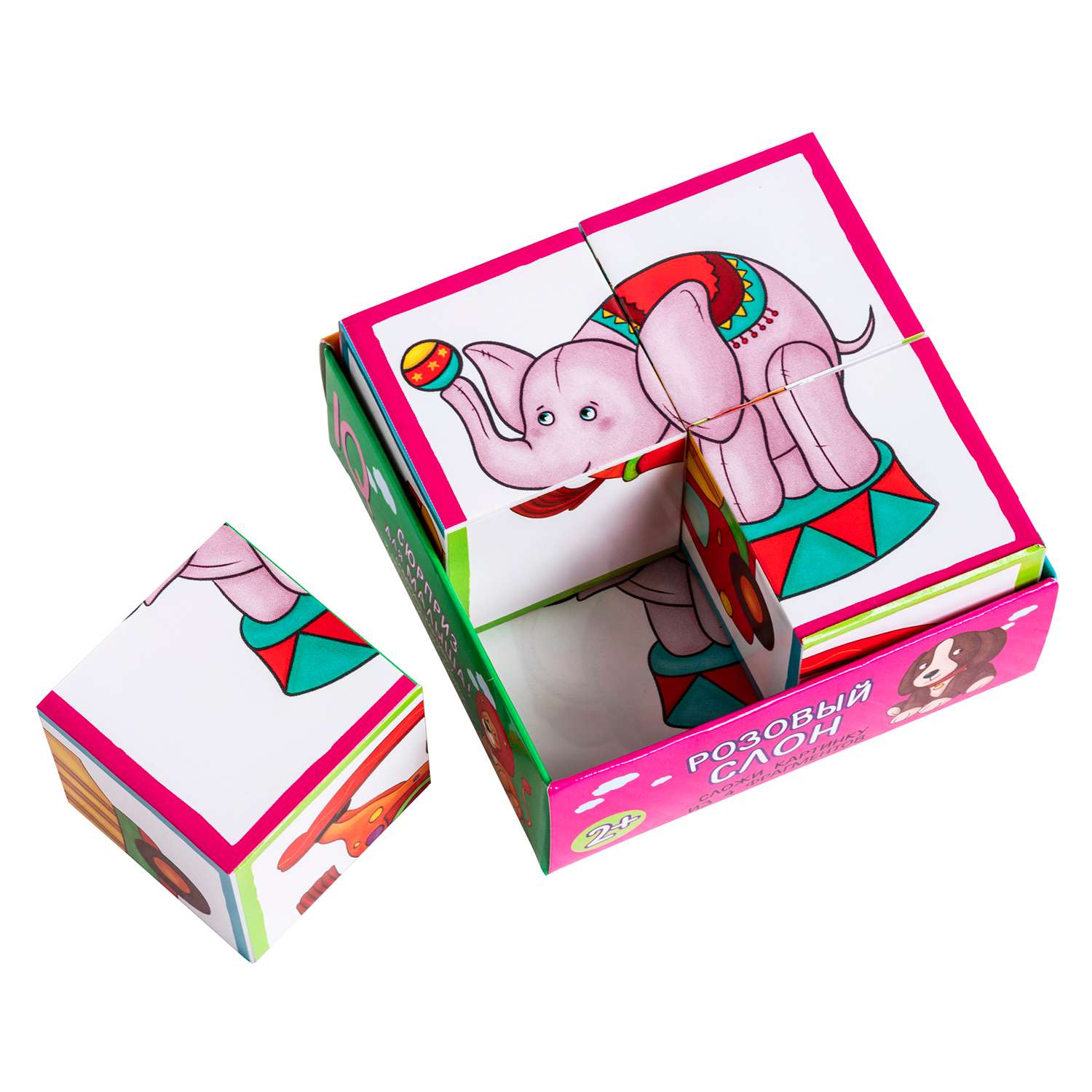 Набор Айрис ПРЕСС IQ кубики Розовый слон 4шт - фото 2