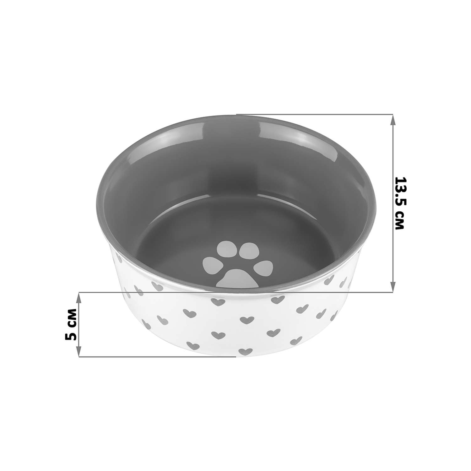 Миска для домашних питомцев Elan Gallery 400 мл 13.5х13.5х5 см Лапка на сером и сердечки - фото 2