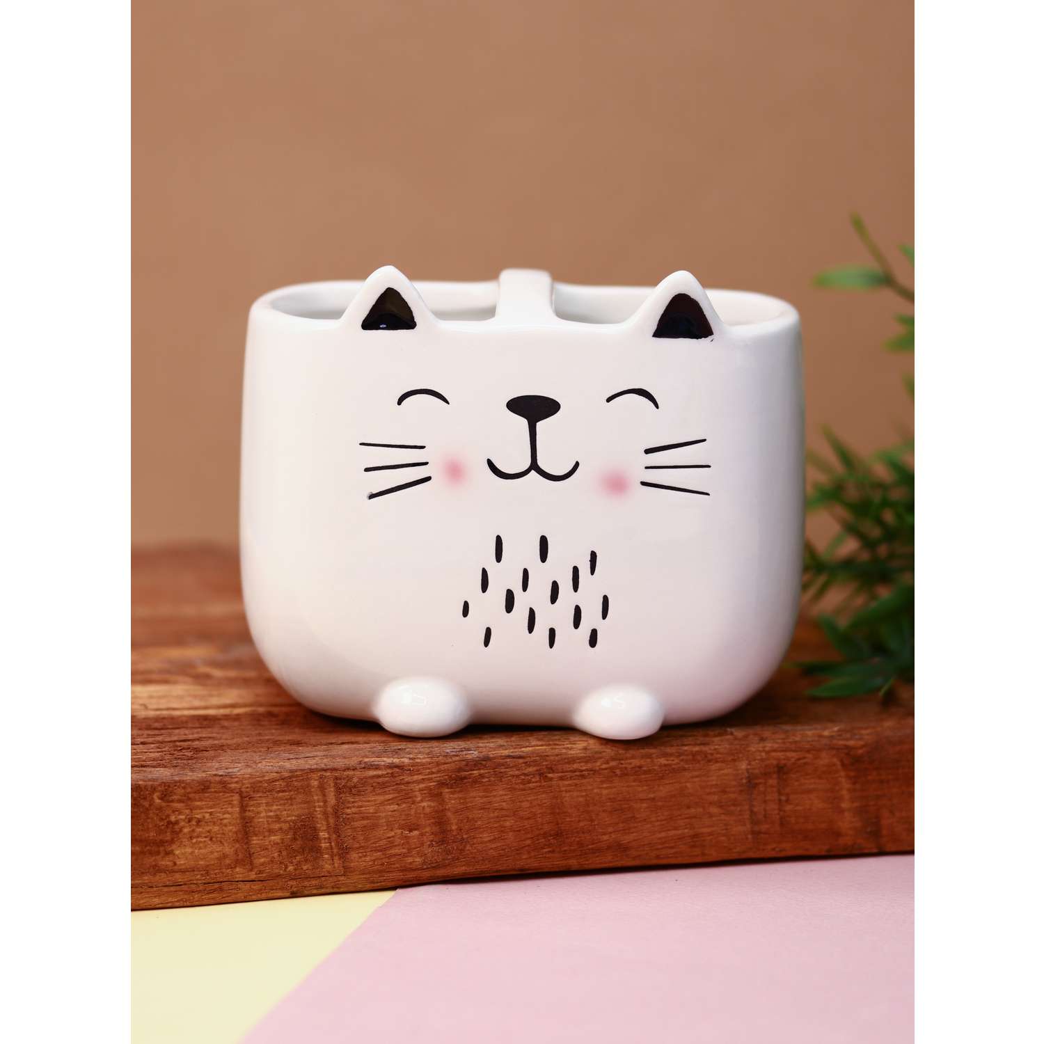 Стакан керамический iLikeGift Cute cat для зубных щеток - фото 1