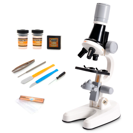 Детский микроскоп школьный ORGANIC BRAND 14 в 1 набор для опытов и исследований для юного ученого