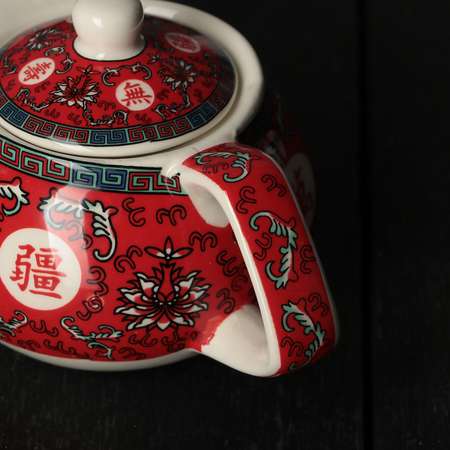 Чайник Sima-Land керамический заварочный с металлическим ситом «Лотос» 200 мл цвет красный