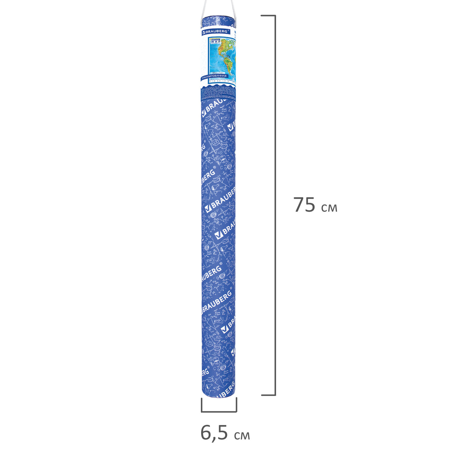 Карта мира Brauberg физическая 101х66 см 1:29М с ламинацией интерактивная в тубусе - фото 16
