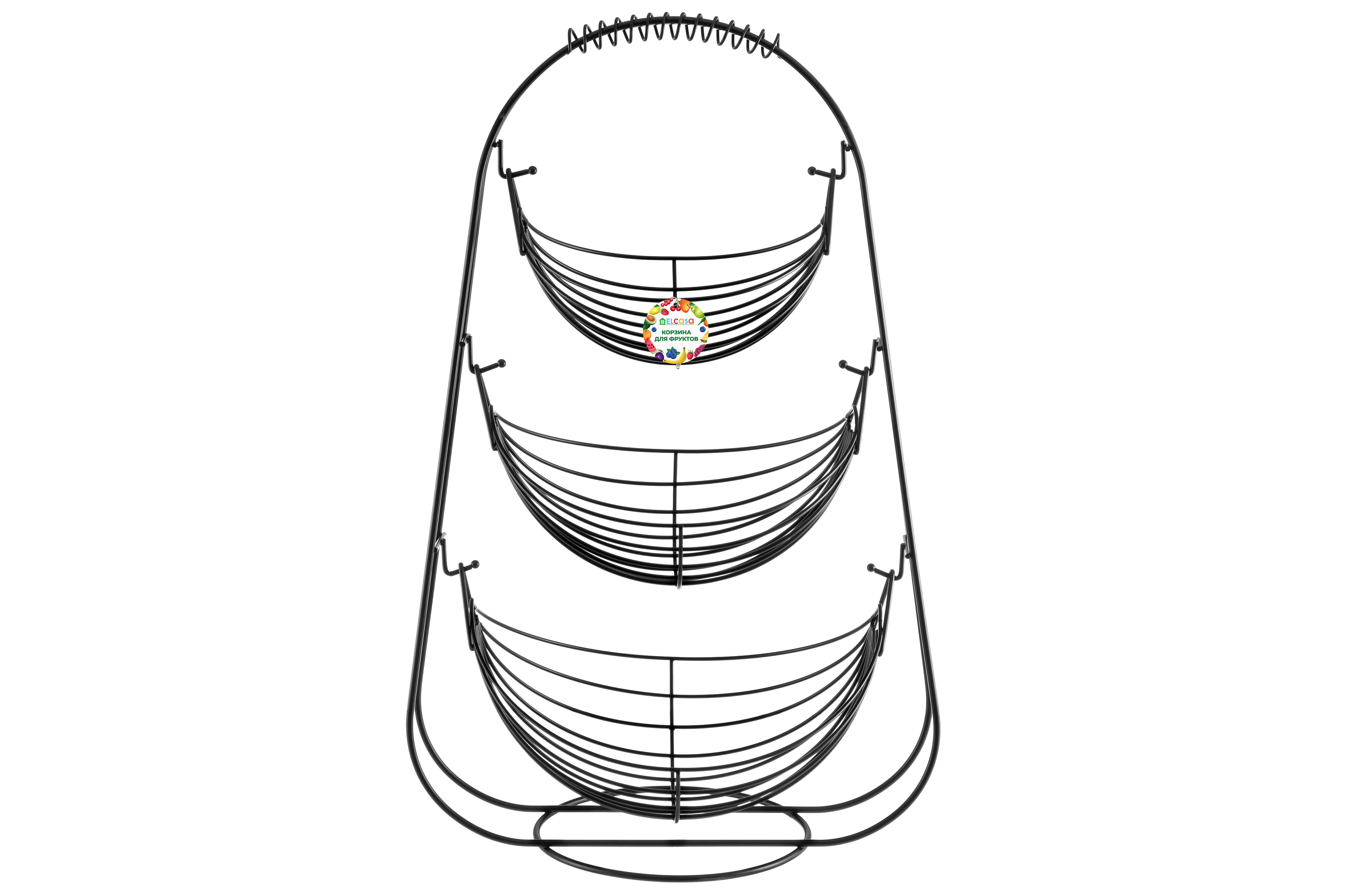 Корзина для фруктов El Casa 35.5х26х55.5 см Черная трехъярусная - фото 6