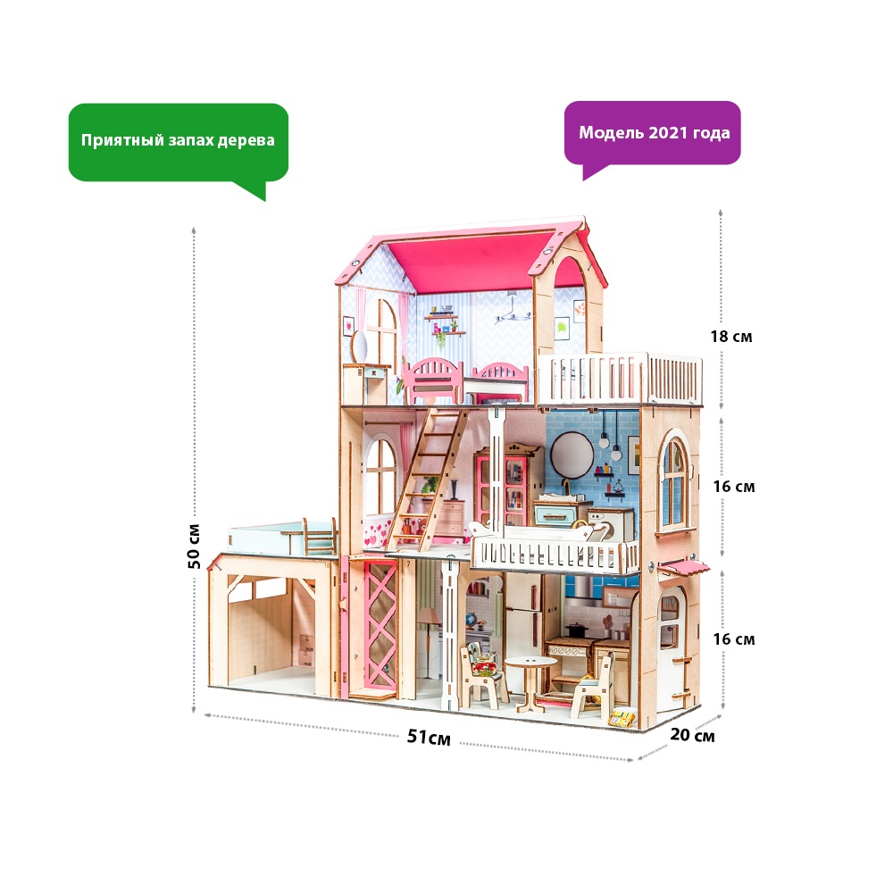 Кукольный домик с мебелью M-WOOD Мелодия купить по цене 1940 ₽ в  интернет-магазине Детский мир