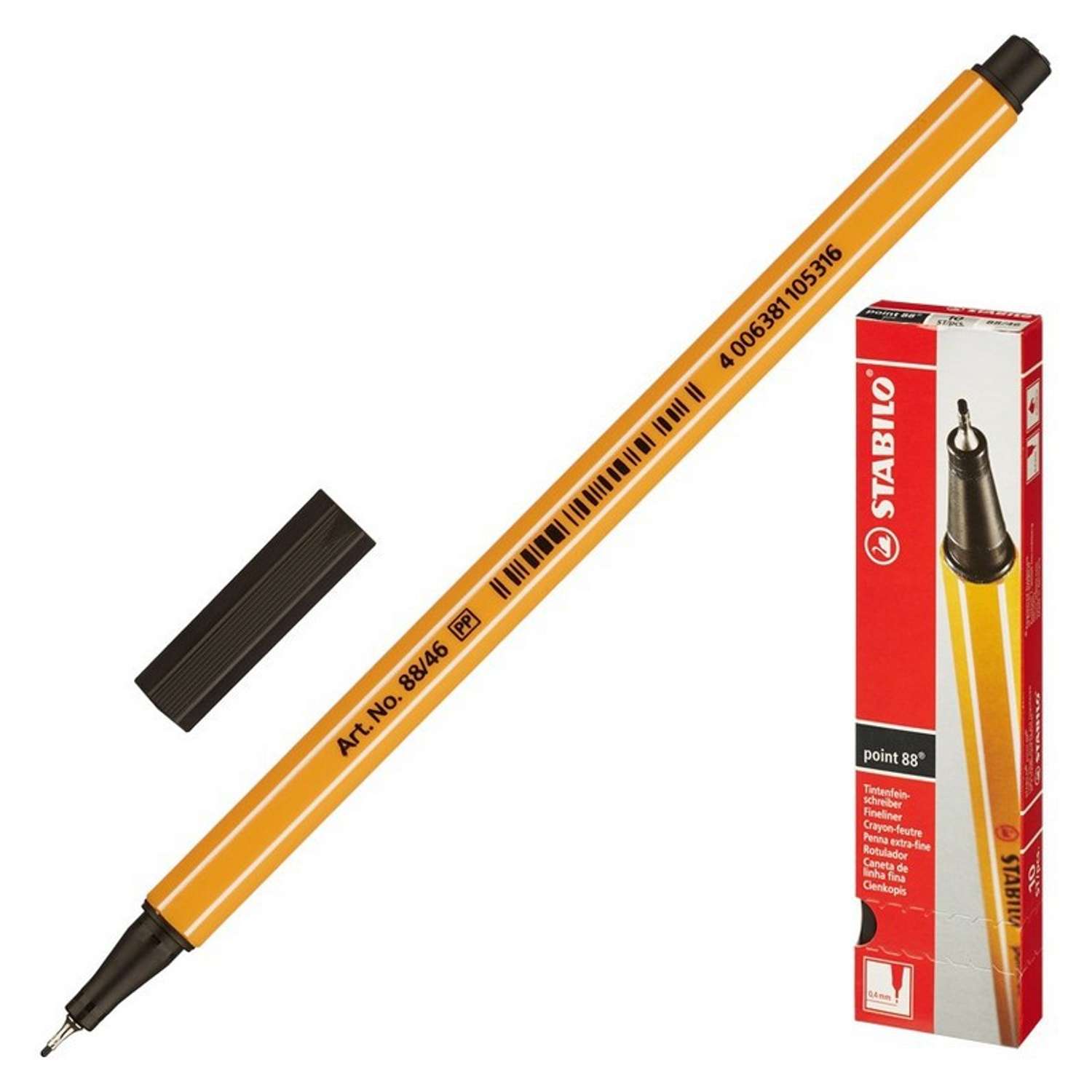 Ручка капилярная STABILO черная 04мм - фото 1