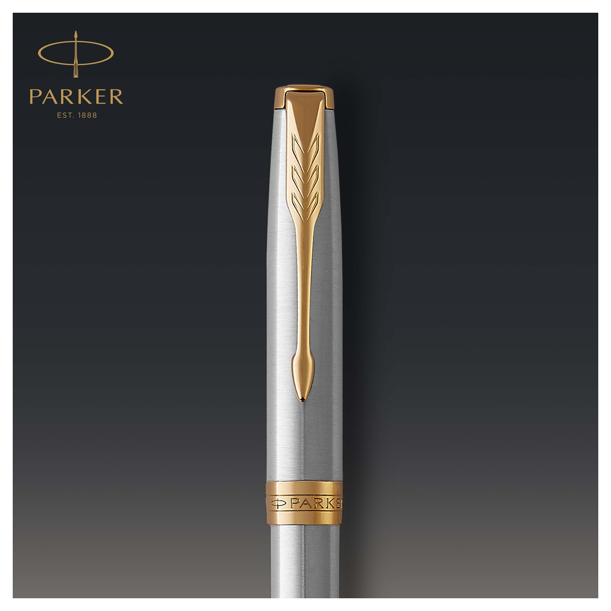 Ручка шариковая PARKER Sonnet Stainless Steel GT черная поворот подарочная упаковка - фото 3