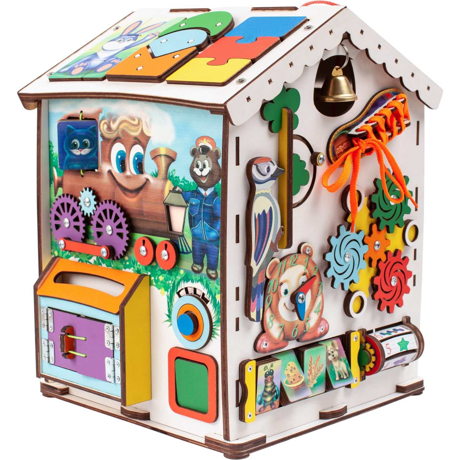 Бизиборд Jolly Kids развивающий домик со светом Паровозик - фото 1