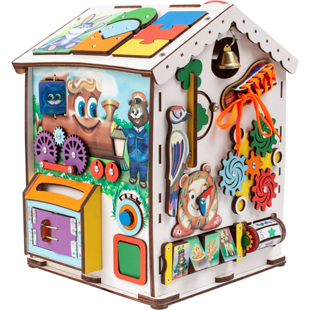 Бизиборд Jolly Kids развивающий домик со светом Паровозик