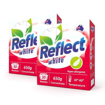 Стиральный порошок Reflect WHITE гипоаллергенный ЭКОлогичный концентрат для белого белья - 2 шт по 650 г 60 стирок