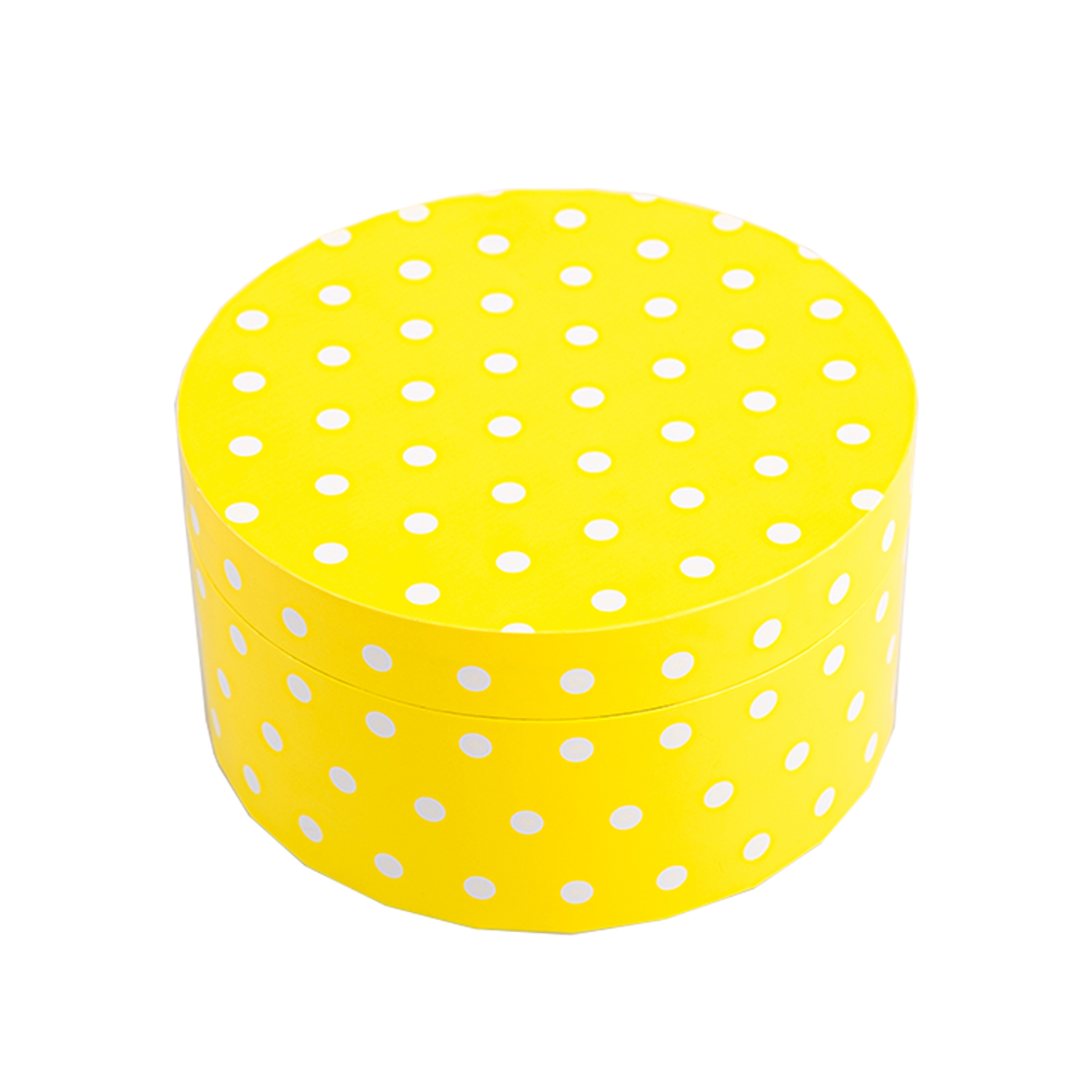 Коробка подарочная Cartonnage Веселые горошки желтый-белый круглая - фото 1