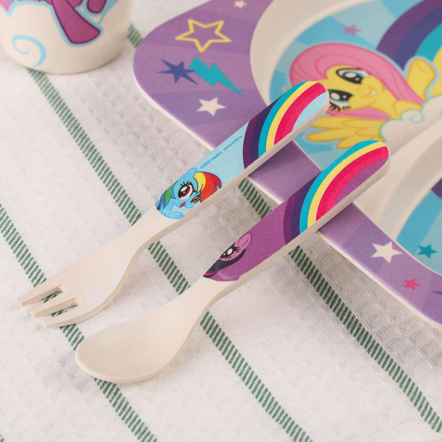 Набор детской посуды Hasbro бамбуковой 4 предмета фиолетовый My Little Pony в пакете - фото 6