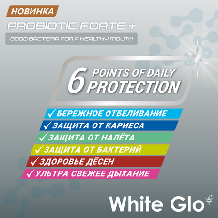 Зубная паста WHITE GLO отбеливающая с пробиотиками 100 г