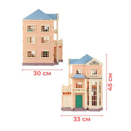 Кукольный домик Veld Co 3 этажа с мебелью подсветка