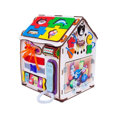 Бизиборд Jolly Kids развивающий домик со светом Азбука