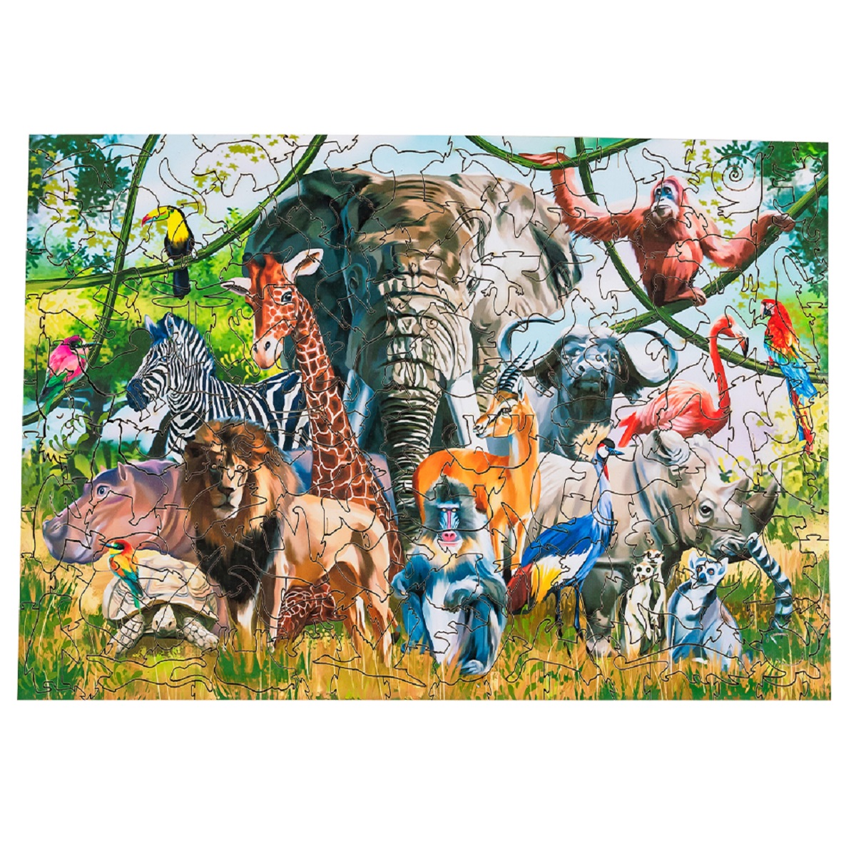 Деревянный пазл Melograno puzzle Животные Африки М 200 деталей - фото 1