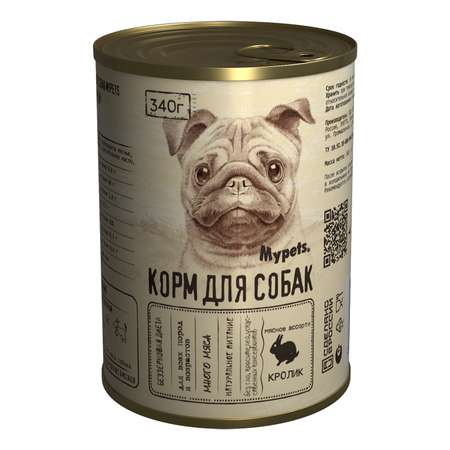 Корм для собак Mypets мясное ассорти с кроликом 340г