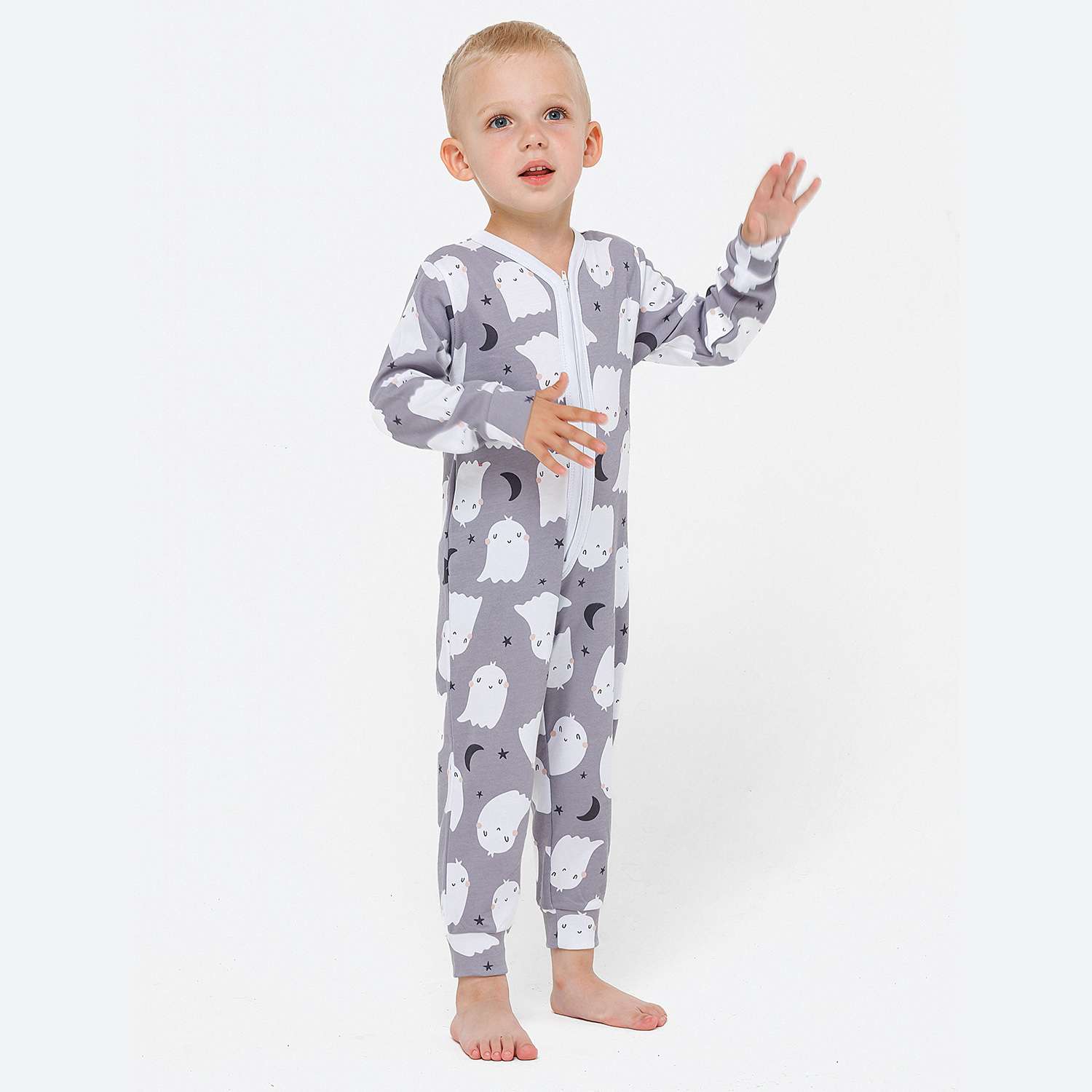 Пижама-комбинезон VEDDI 150-521и-19-серый/привидения - фото 4
