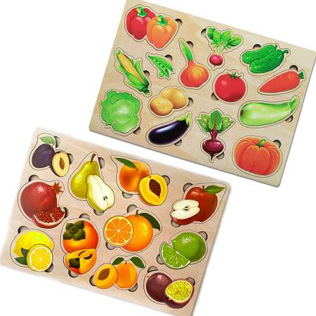 Игровой набор Parrot Carrot рамки вкладыши для малышей Фрукты-половинки и овощи 2 шт
