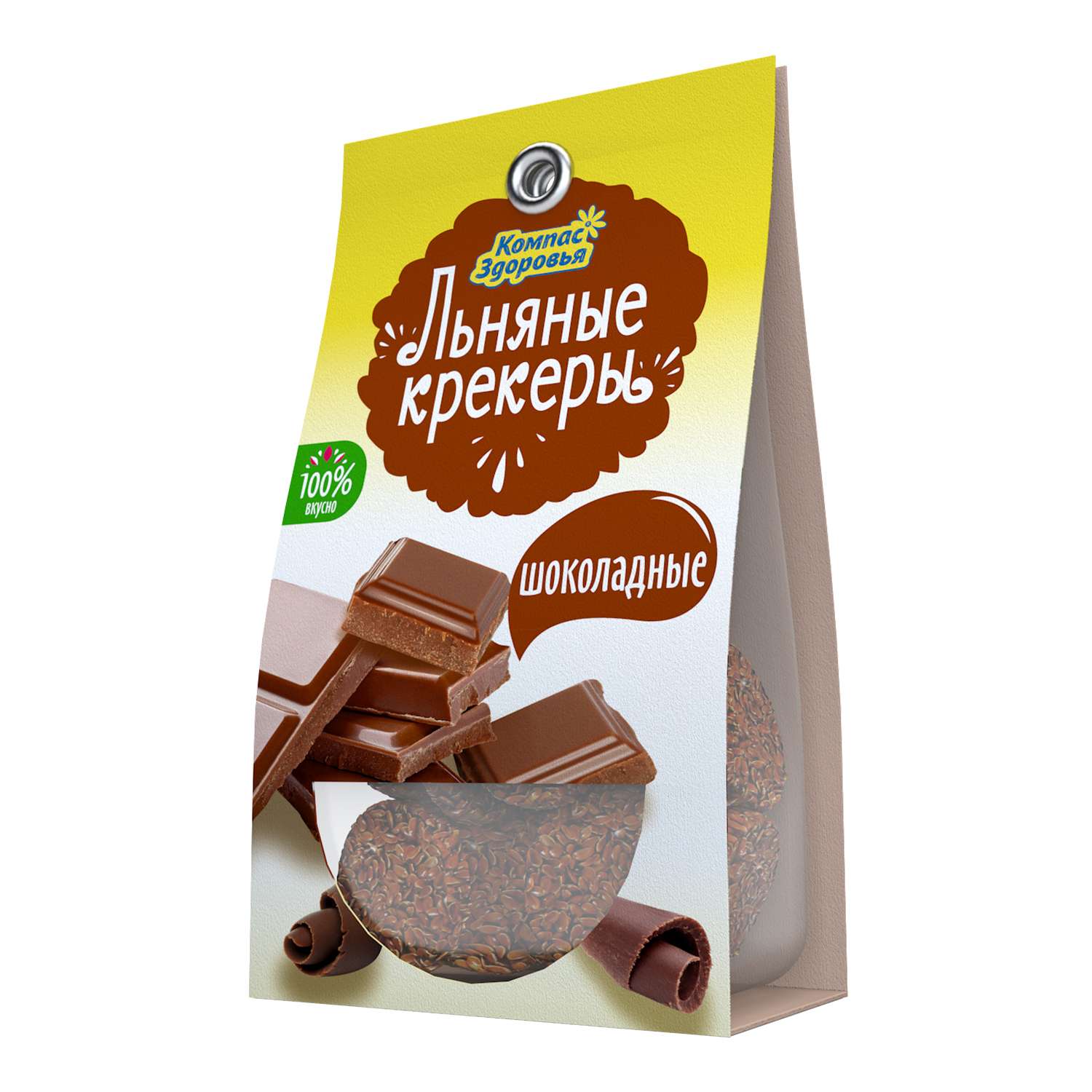 Крекер Компас Здоровья льняной с шоколадом 50г - фото 1